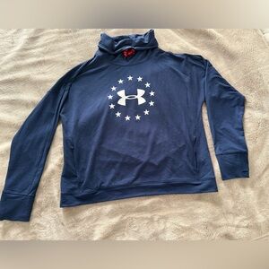 Women’s Under Armour Blue Sweatshirt with White Logo- XXL
